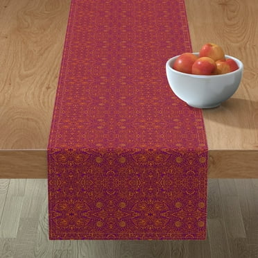 1960 Bright Orange Fantastic Psychodelic Groove Wow Print 16in x 90in Cotton Sateen Table Runner Roostery Tablerunner 1960 Bright Orange Fantastic Psychodelic Groove Wow Print 16in x 90in Cotton Sateen Table Runner Roostery Tablerunner